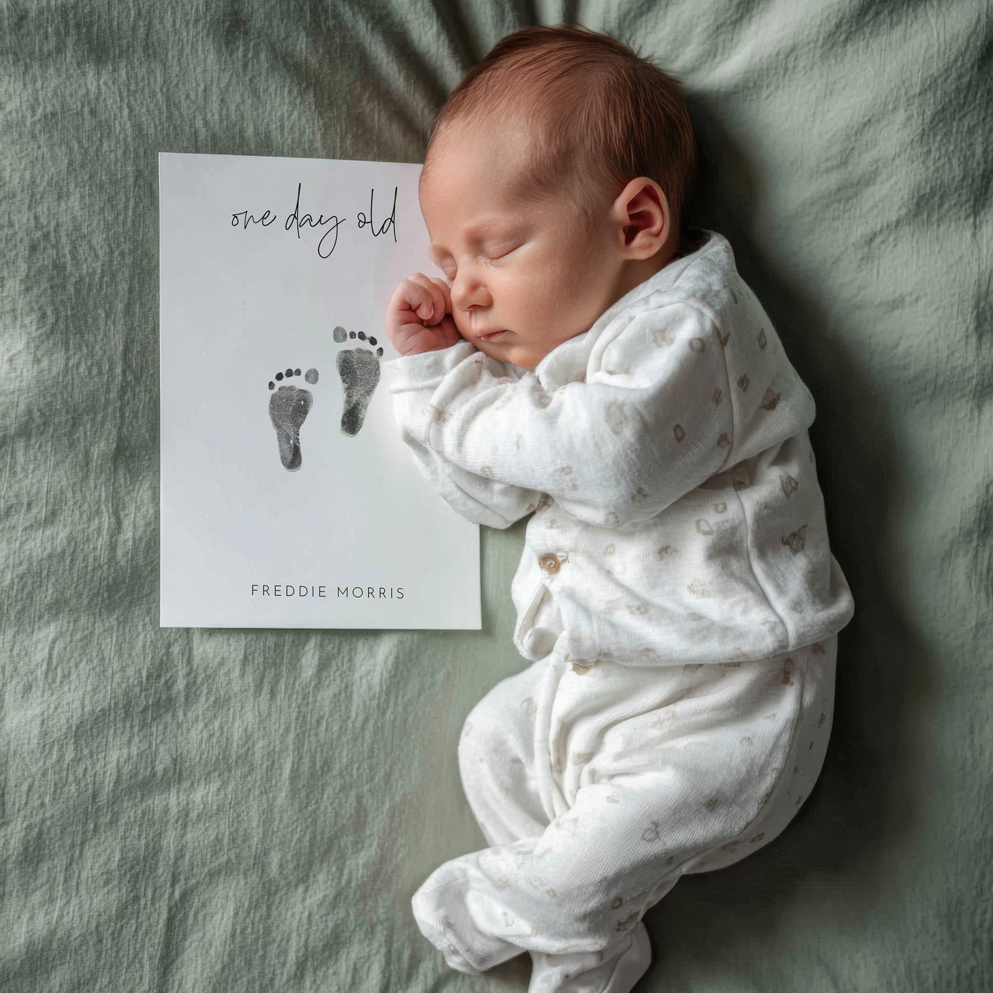 Personalised footprint baby milestone cards kit