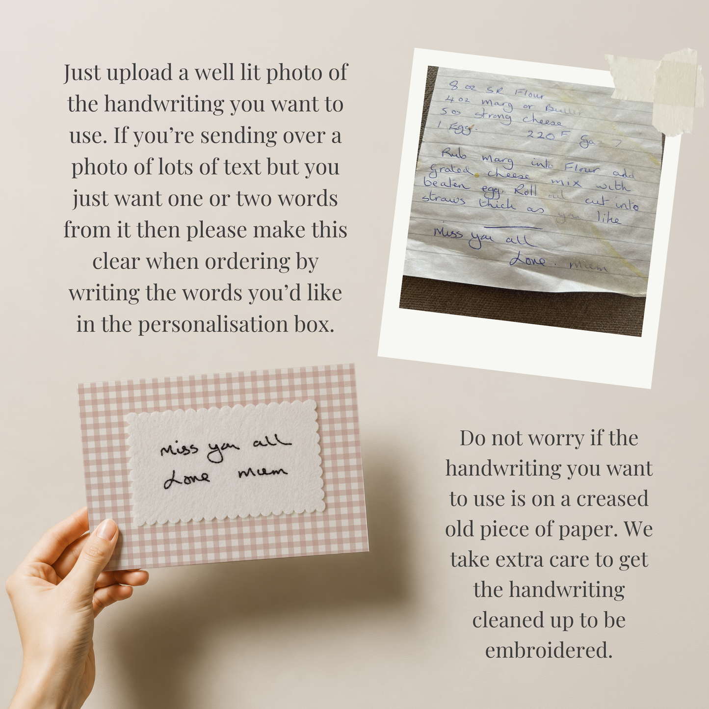 Personalised Handwriting Embroidery Keepsake