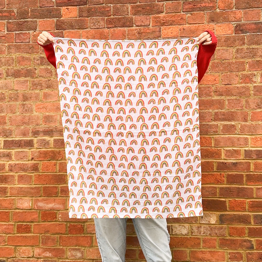 *Limited edition* The Happy News Rainbow baby muslin blanket