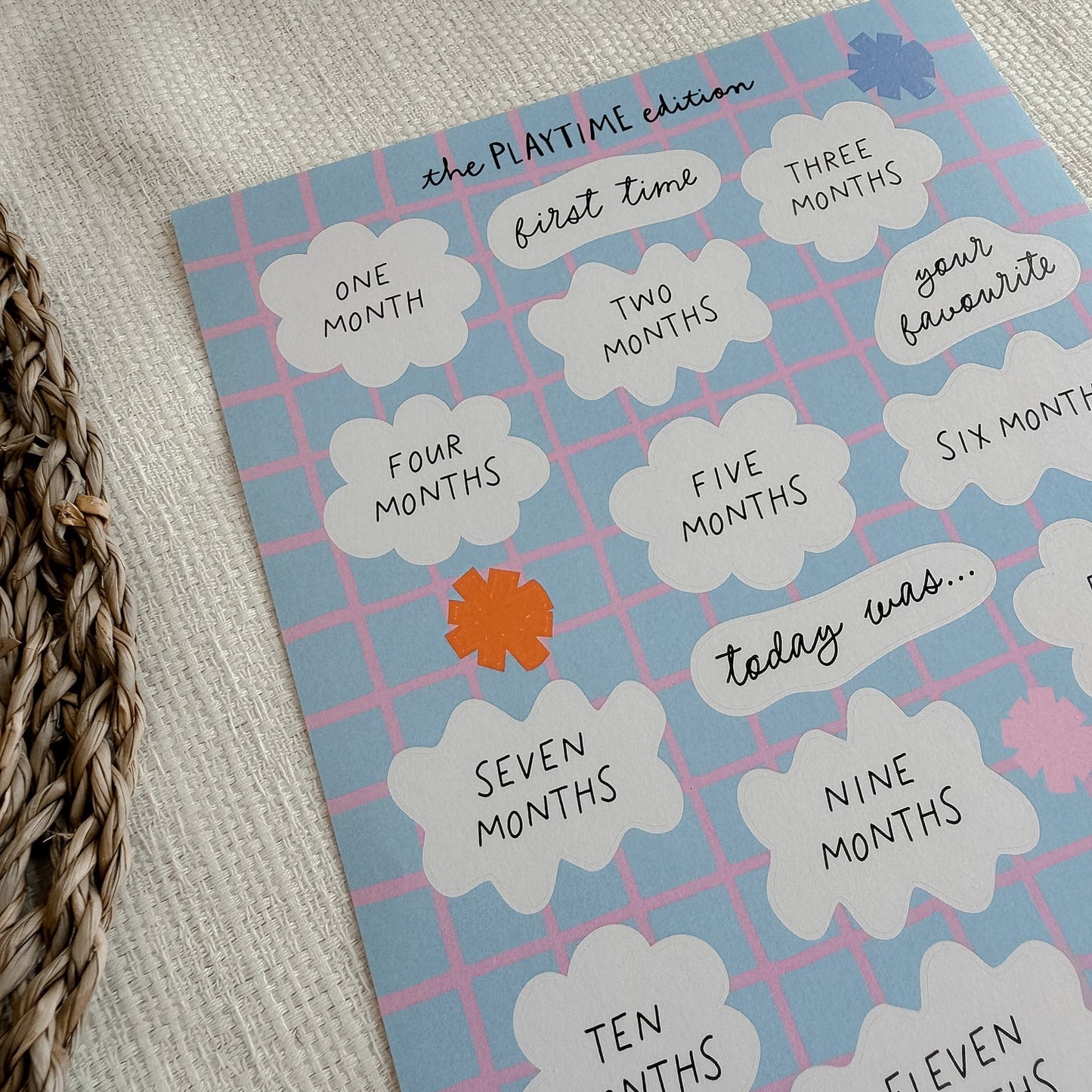 Monthly milestone scrapbook stickers - playtime edition