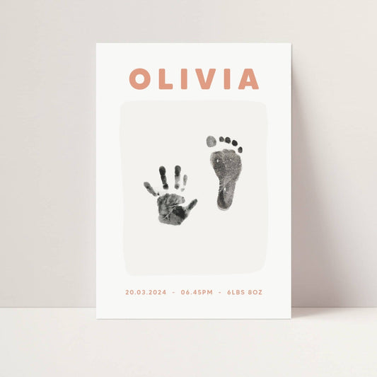 Personalised new baby print handprint/footprint kit colour block