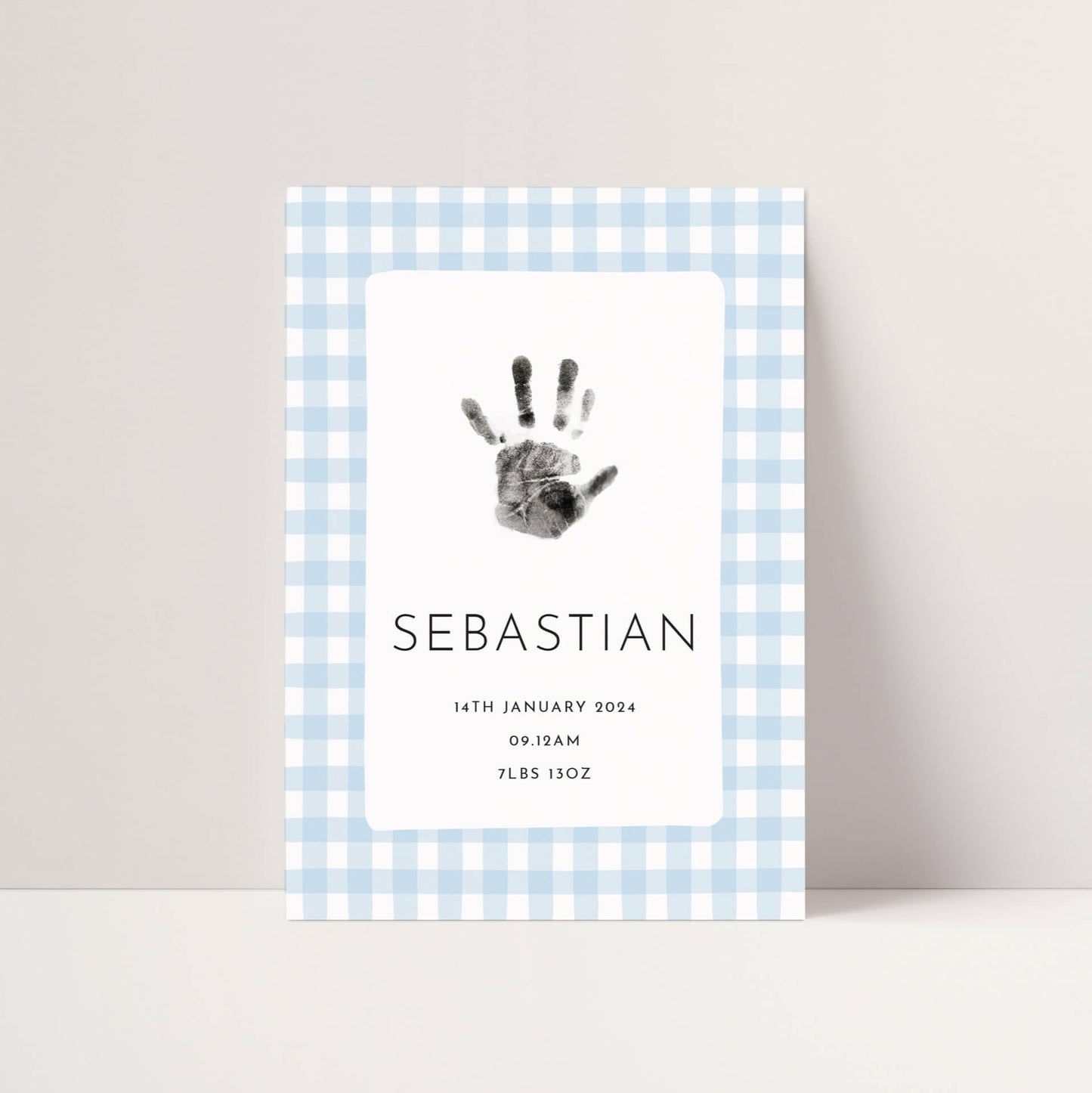 Personalised new baby print handprint/footprint kit - gingham