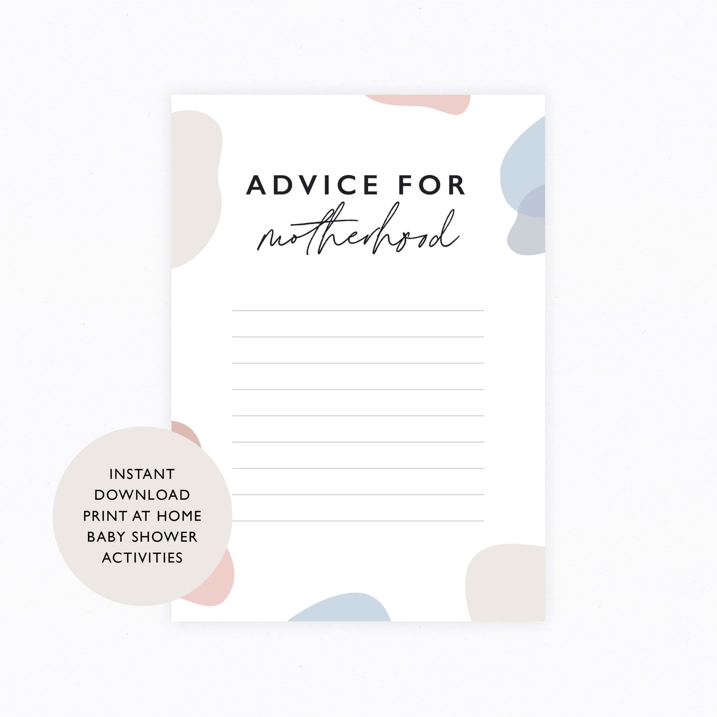 Baby shower activity advice cards digital download