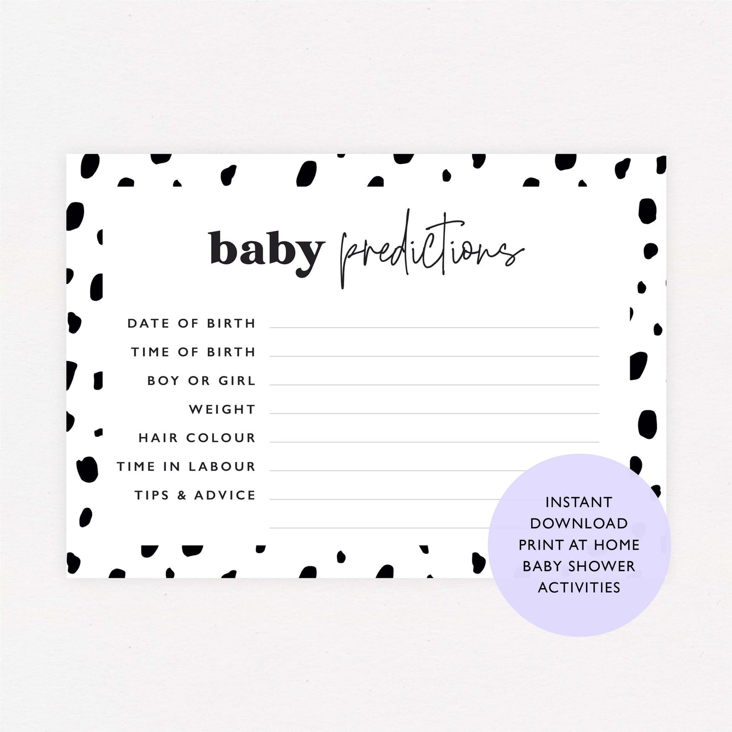 Baby shower game - paper and wool