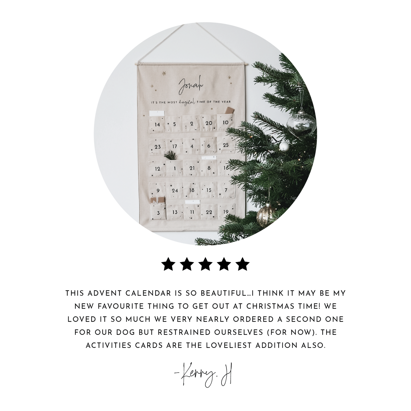 Personalised fabric Christmas advent calendar