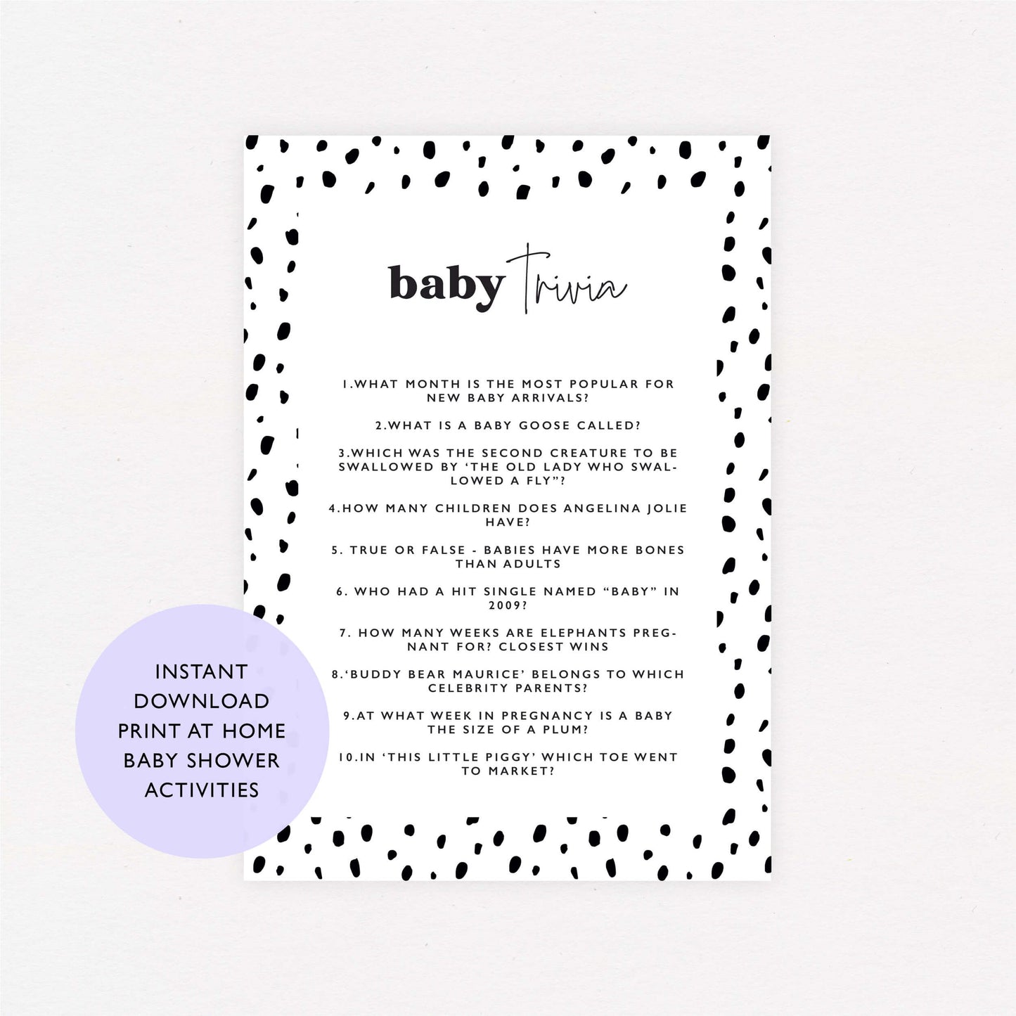 Baby shower game - paper and wool