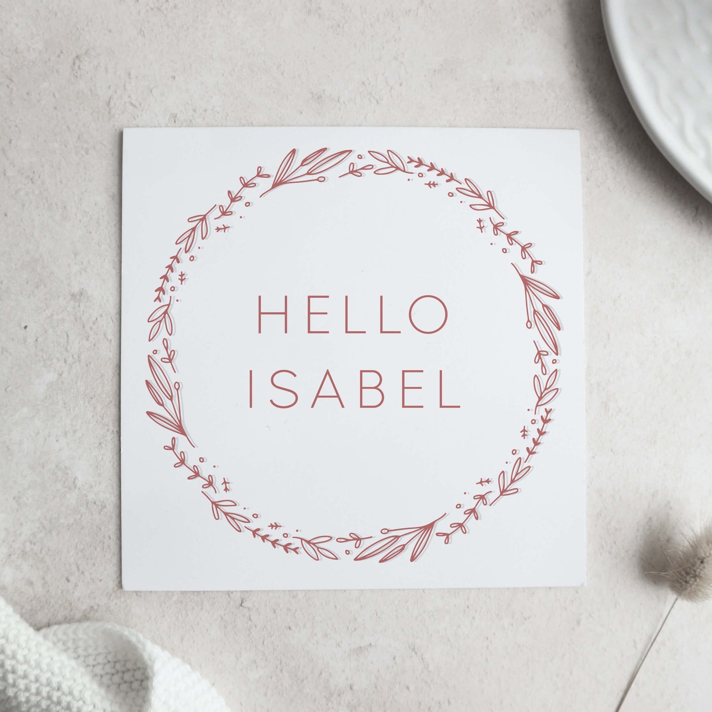 personalised wreath new baby card