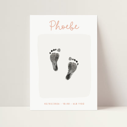 Personalised new baby print handprint/footprint kit script block