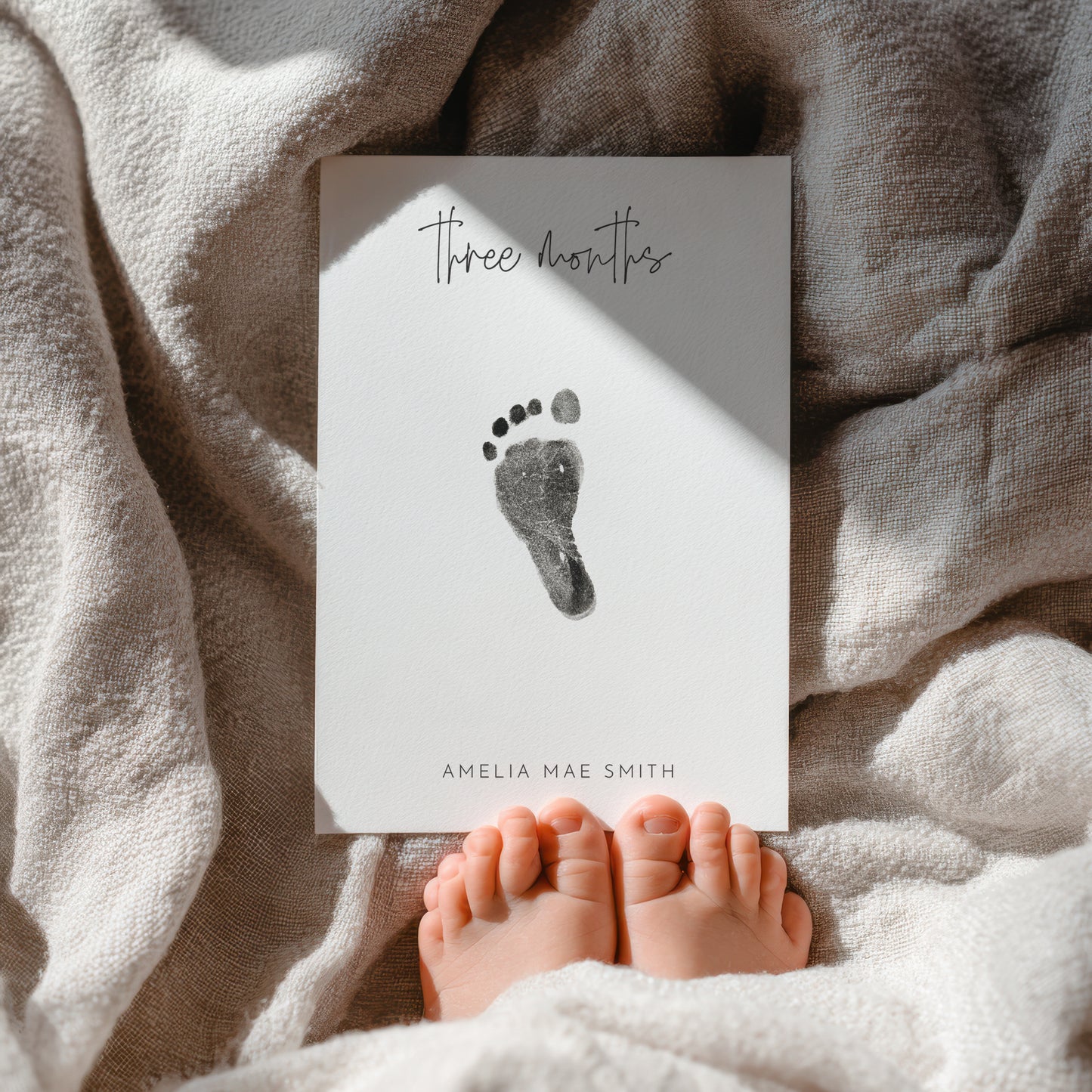 Personalised footprint baby milestone cards kit