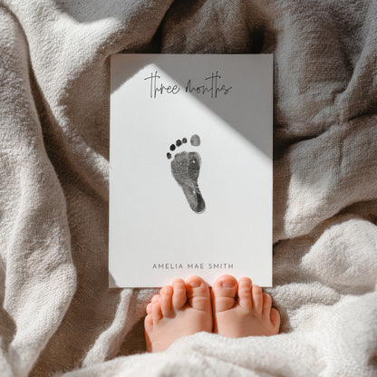 Personalised footprint baby milestone cards kit