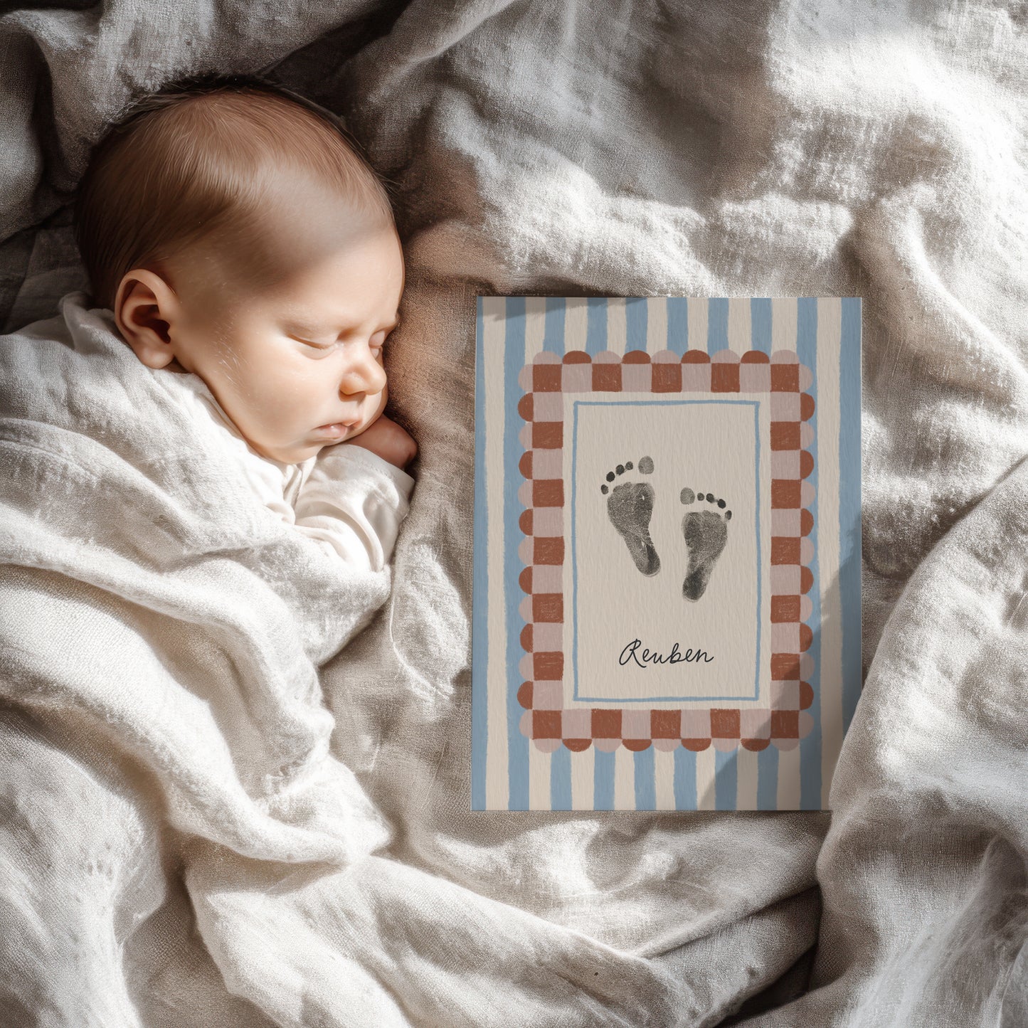 Personalised new baby keepsake print UPLOAD YOUR OWN handprint/footprint kit tiny toes