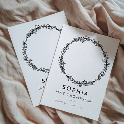 Personalised new baby print handprint/footprint kit - wreath