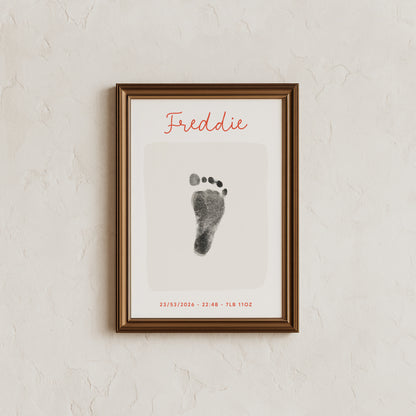Personalised new baby keepsake print UPLOAD YOUR OWN handprint/footprint kit script