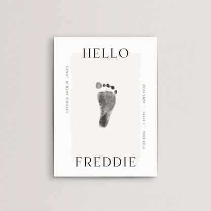 Personalised hello new baby print handprint/footprint gift box