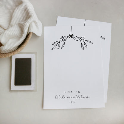 Personalised baby's Christmas mistletoes keepsake footprint kit