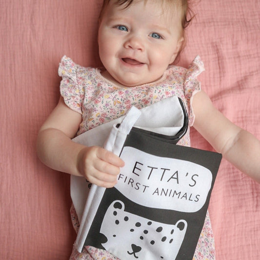 Personalised first animals soft crinkle baby book