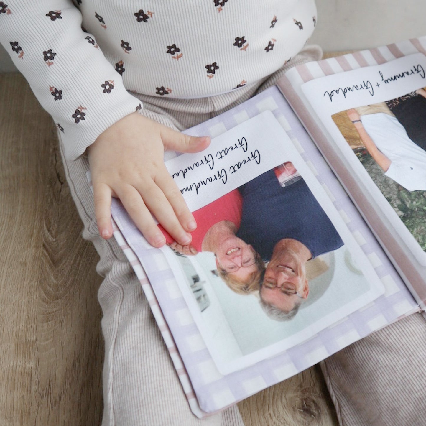 Personalised stripes photo soft crinkle baby book - 6 photos