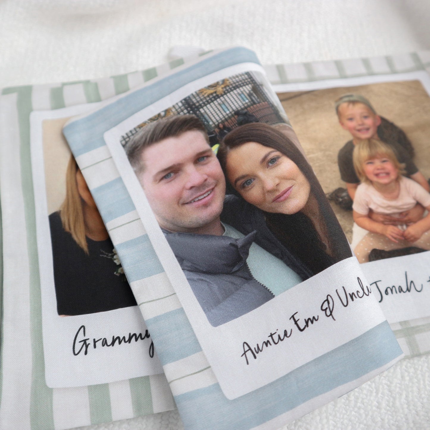 Personalised stripes photo soft crinkle baby book - 6 photos