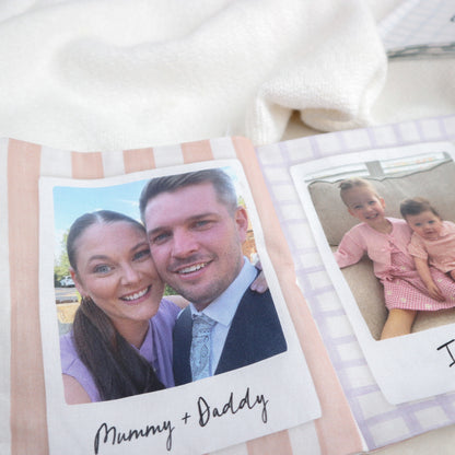 Personalised stripes photo soft crinkle baby book - 6 photos