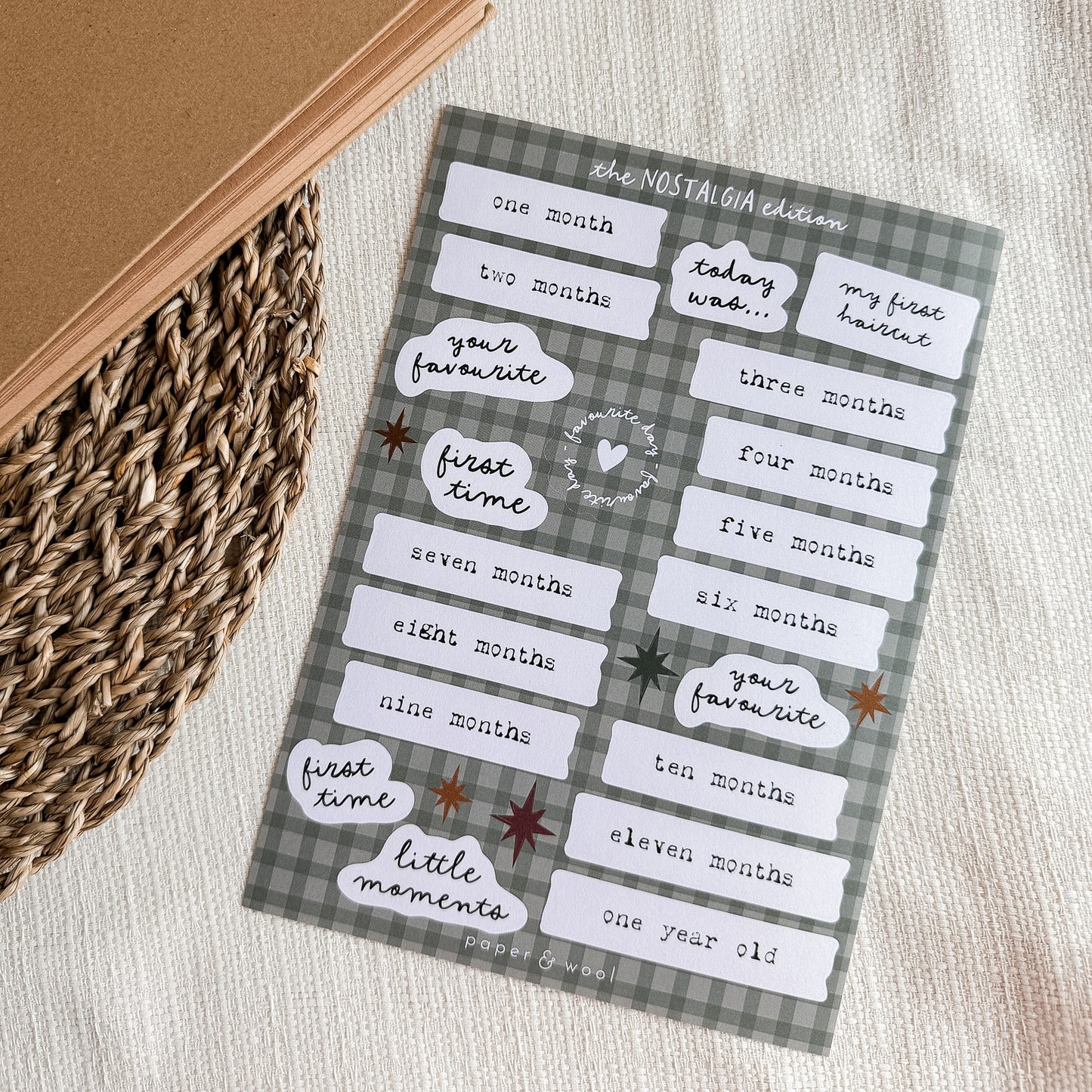 Monthly milestone scrapbook stickers - nostalgia edition