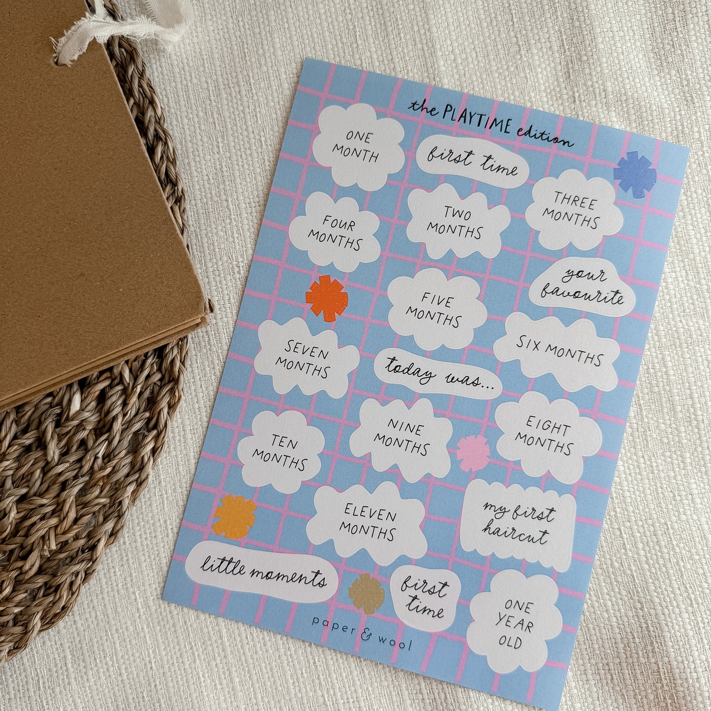Monthly milestone scrapbook stickers - playtime edition