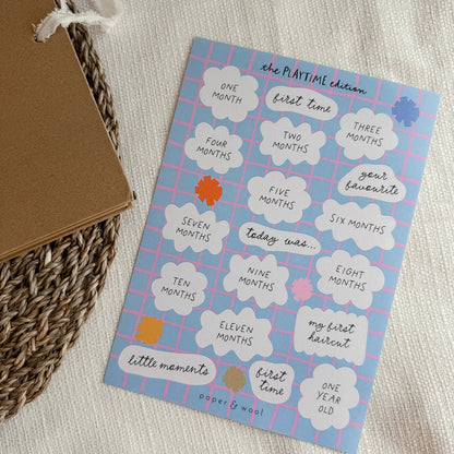 Monthly milestone scrapbook stickers - playtime edition