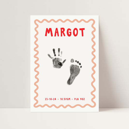 Personalised new baby keepsake print handprint/footprint kit - wavy