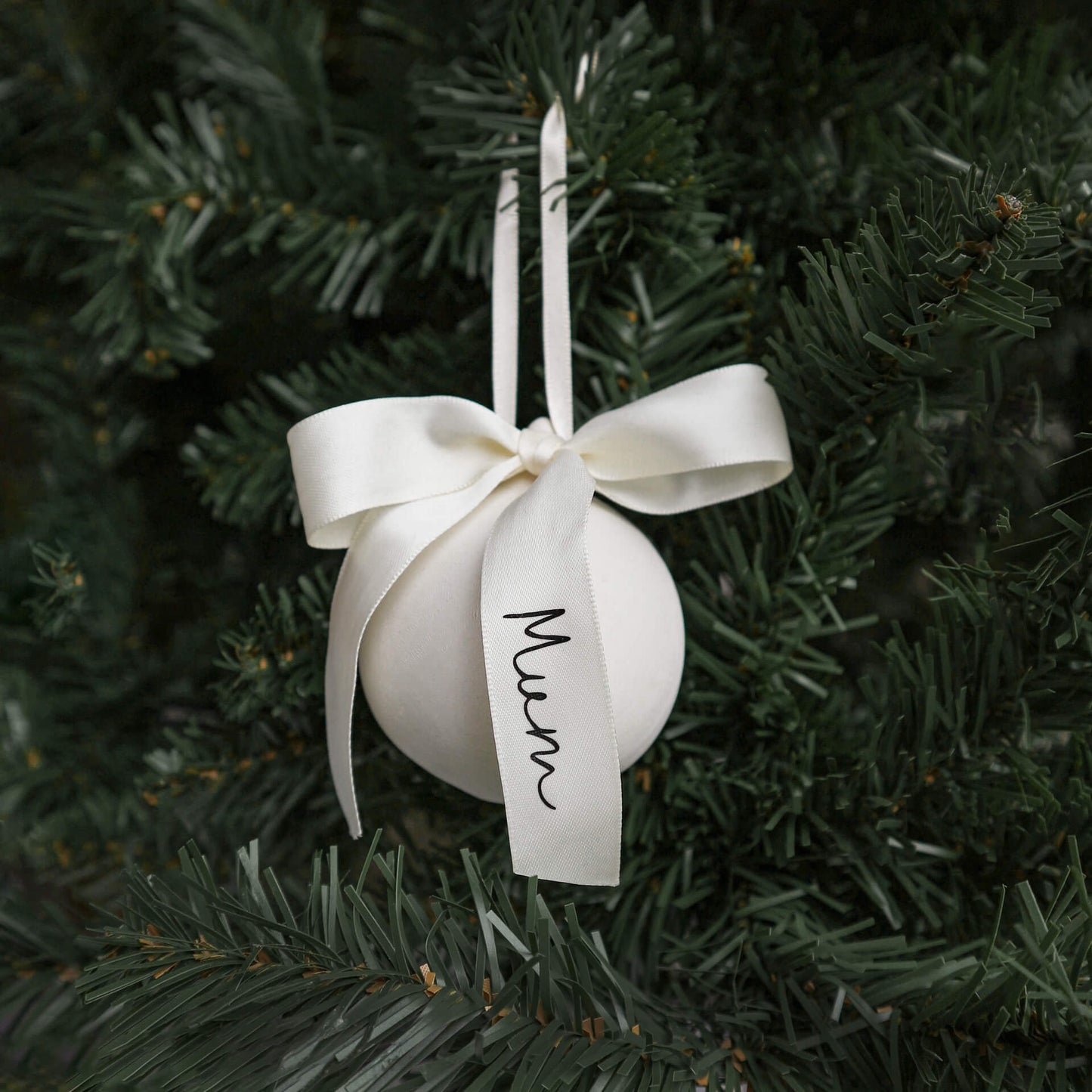 Personalised bow ceramic Christmas bauble