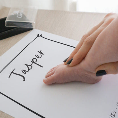 Personalised new baby keepsake print handprint/footprint kit - line border