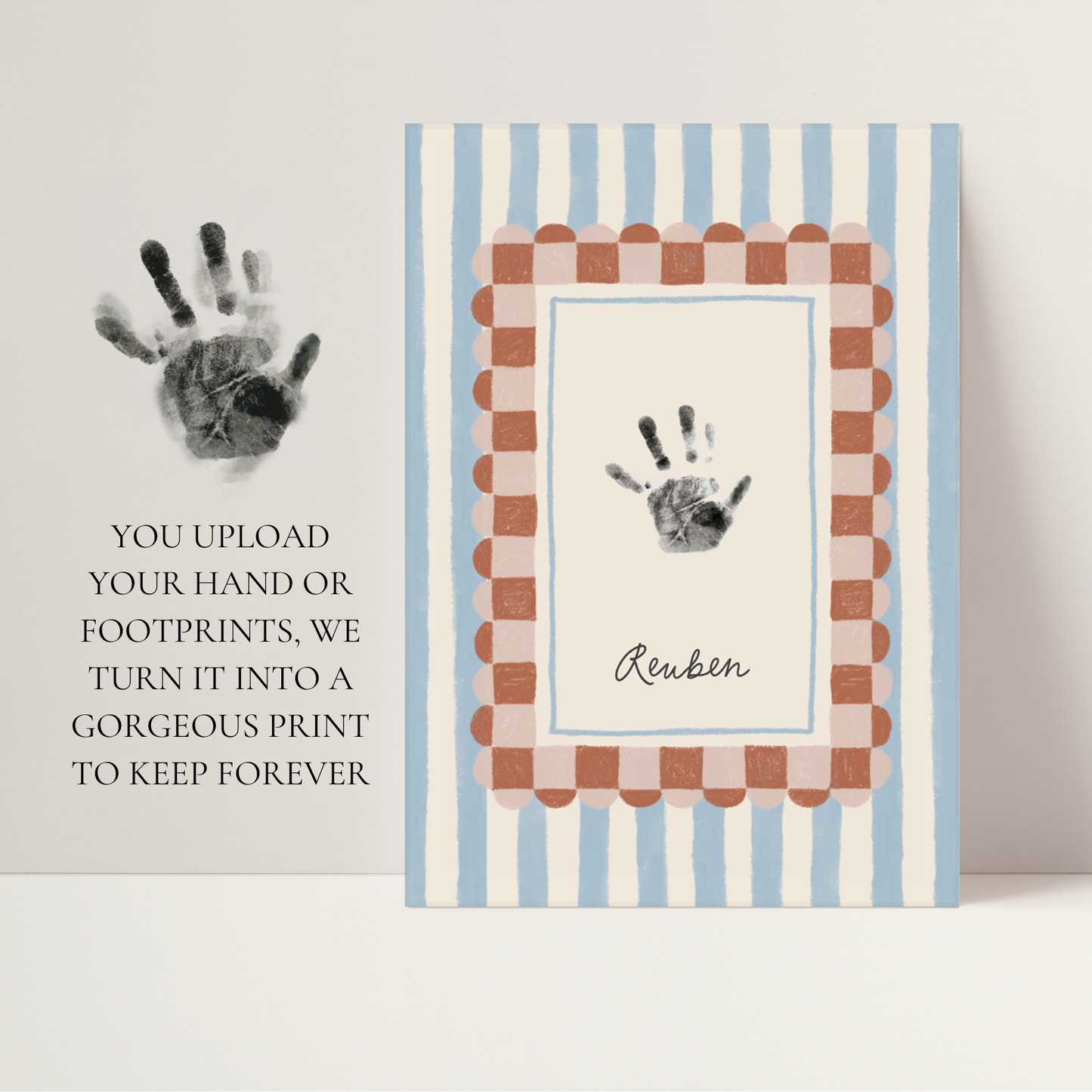 Personalised new baby keepsake print UPLOAD YOUR OWN handprint/footprint kit tiny toes