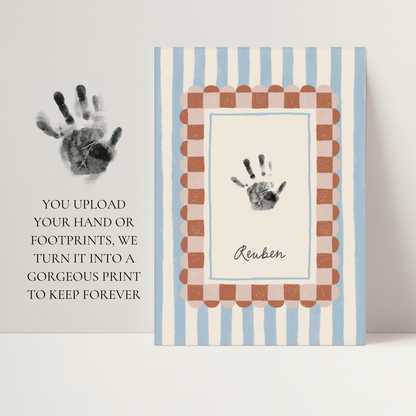 Personalised new baby keepsake print UPLOAD YOUR OWN handprint/footprint kit tiny toes