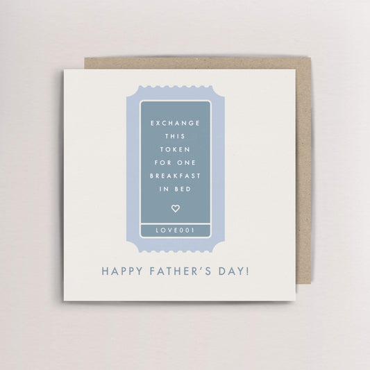 Happy father's day breakfast in bed token card
