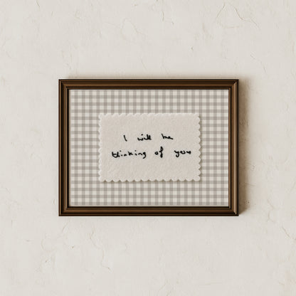 Personalised Handwriting Embroidery Keepsake - gingham print
