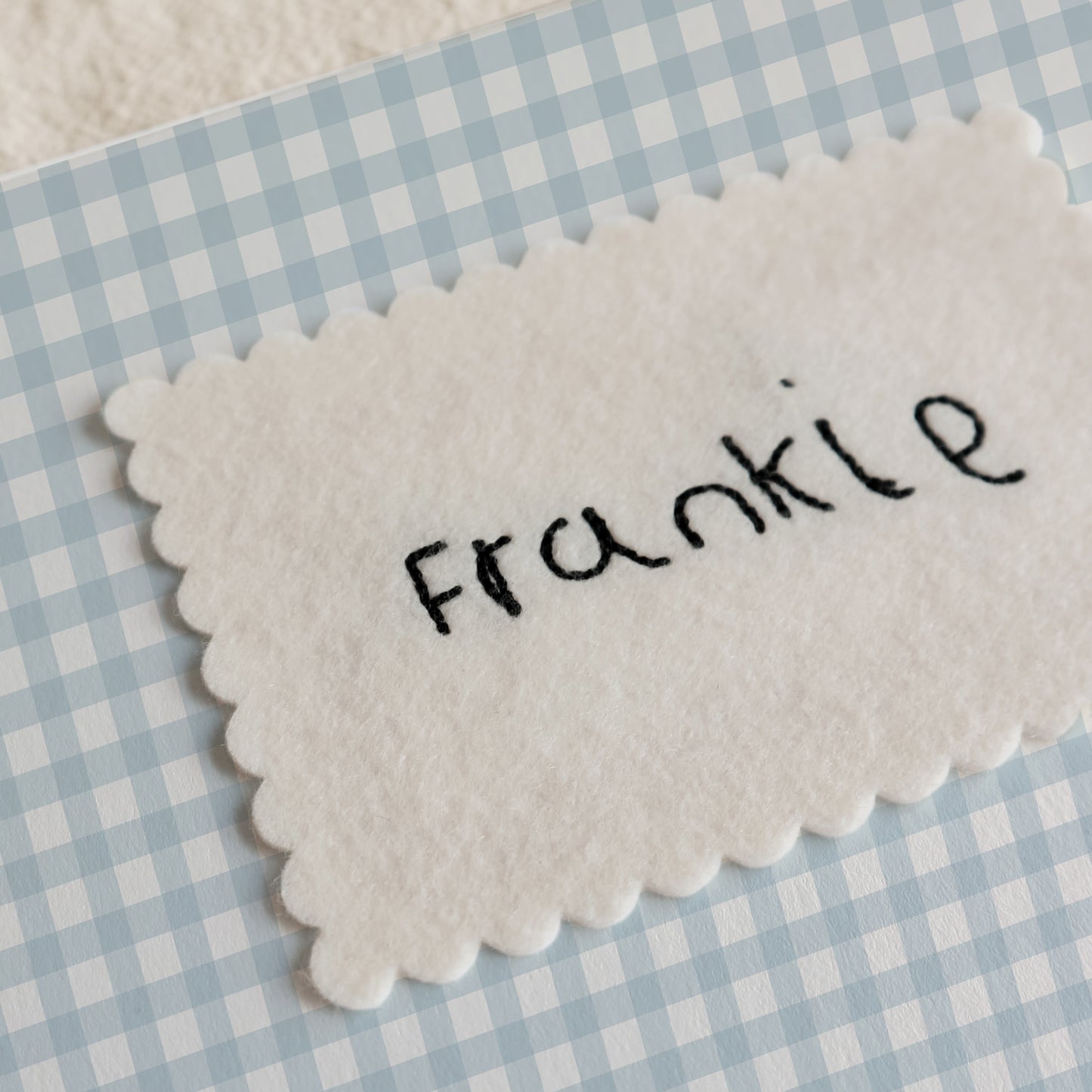 Personalised Handwriting Embroidery Keepsake - gingham print
