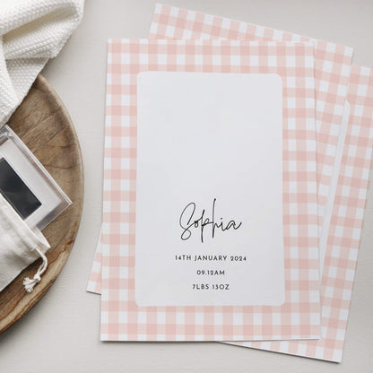 Personalised new baby print handprint/footprint kit - gingham