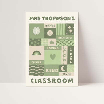 Personalised teacher classroom gift print