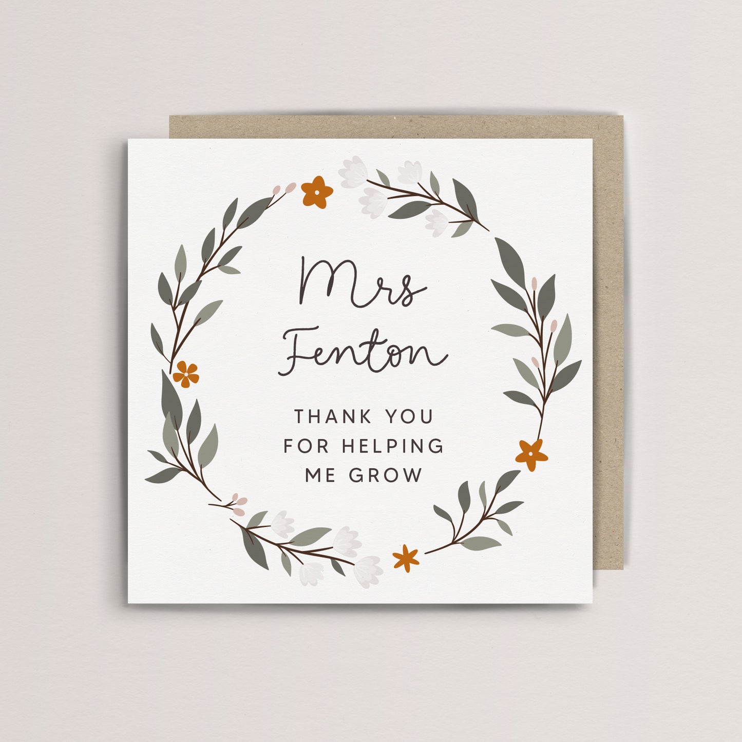 Personalised thank you for helping me grow card