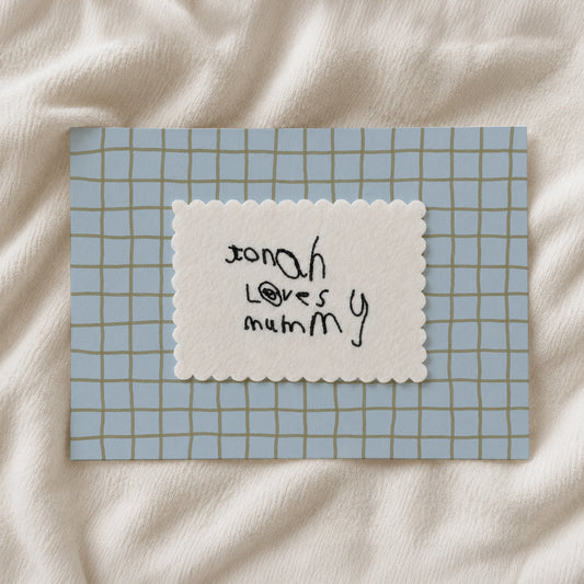 Personalised Handwriting Embroidery Keepsake - grid print