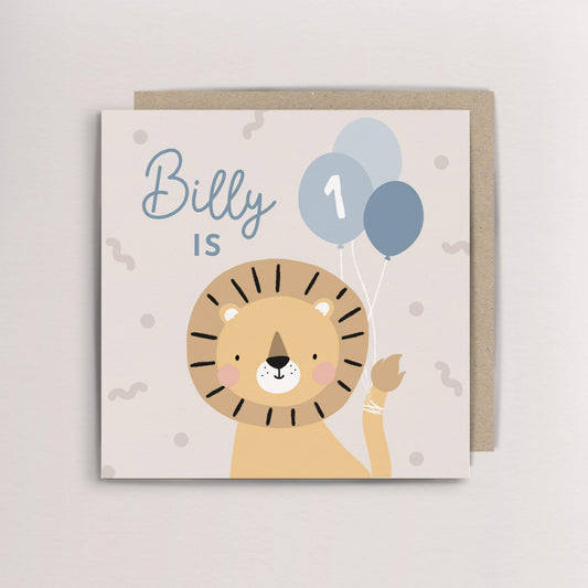 Personalised lion birthday card