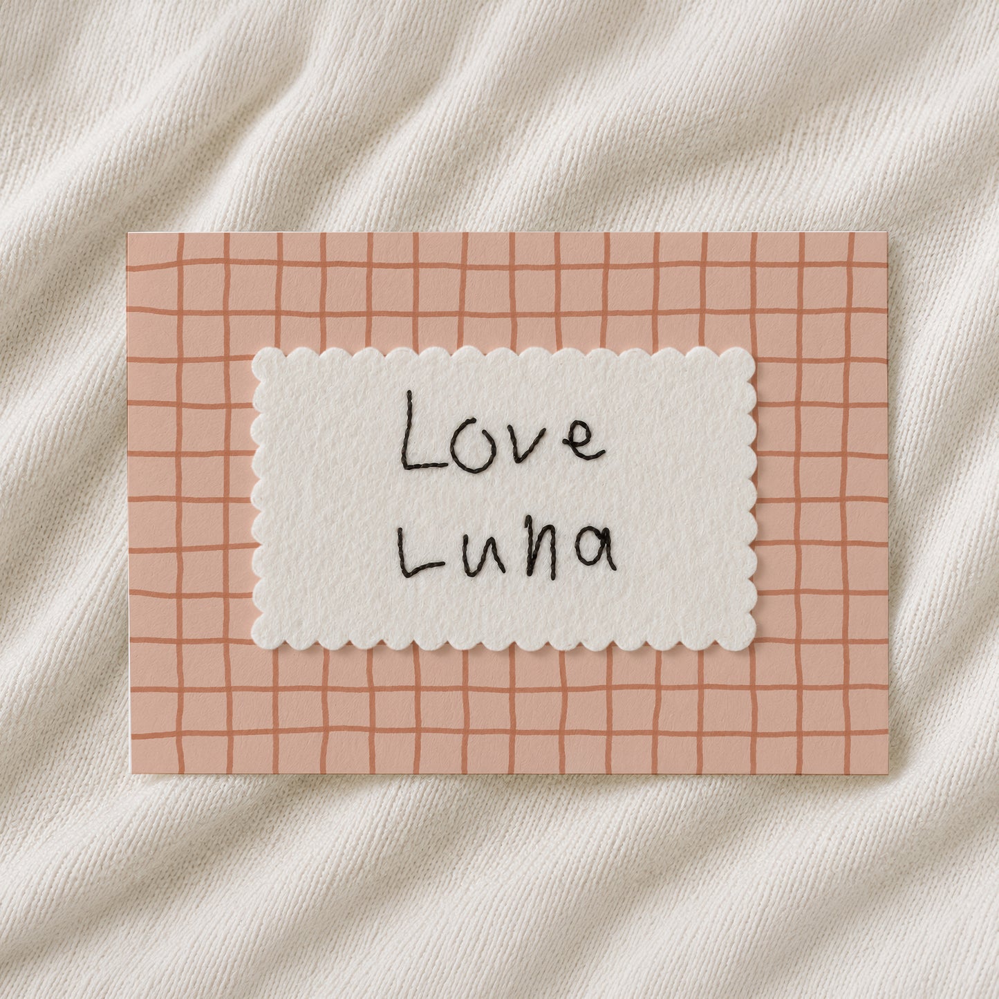 Personalised Handwriting Embroidery Keepsake - grid print