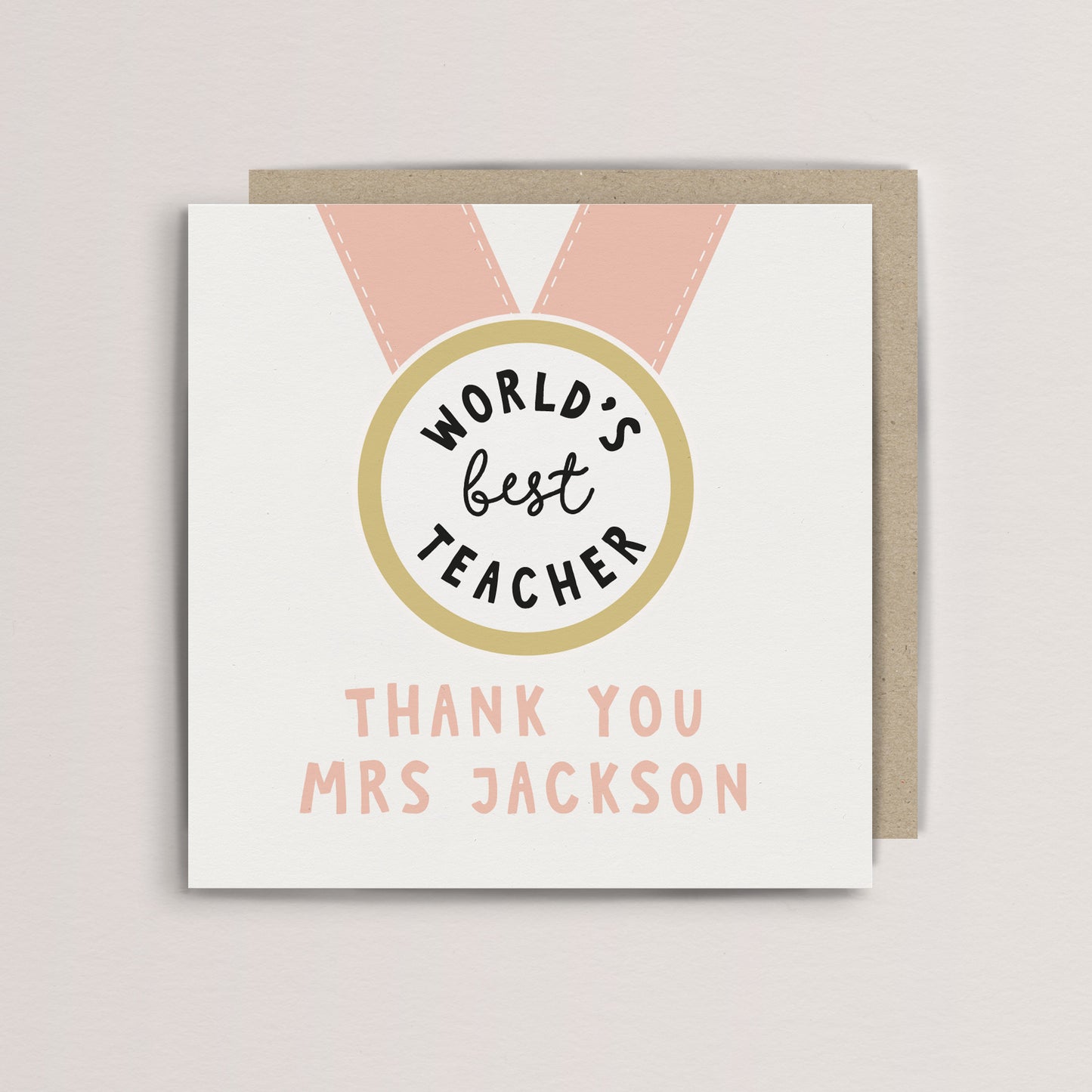 Personalised Worlds best teacher medal thank you card