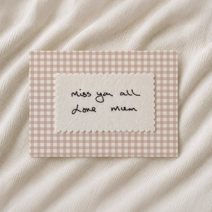 Personalised Handwriting Embroidery Keepsake - gingham print