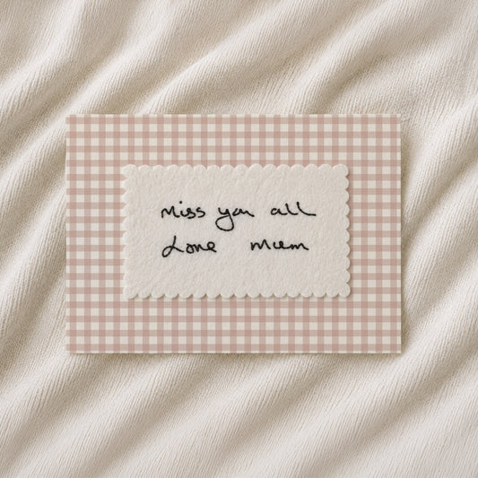 Personalised Handwriting Embroidery Keepsake - gingham print
