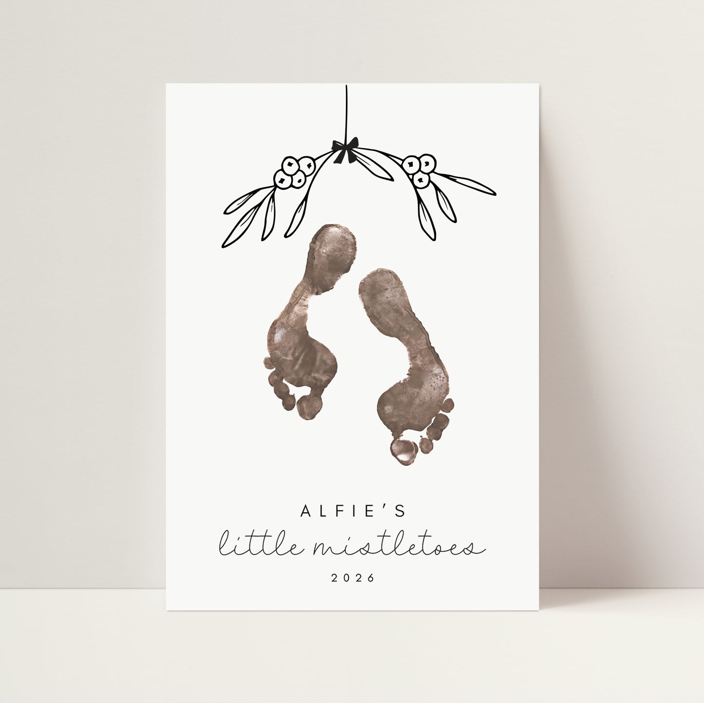 Personalised baby's Christmas mistletoes keepsake footprint kit