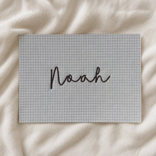 Personalised name Embroidery artwork - gingham