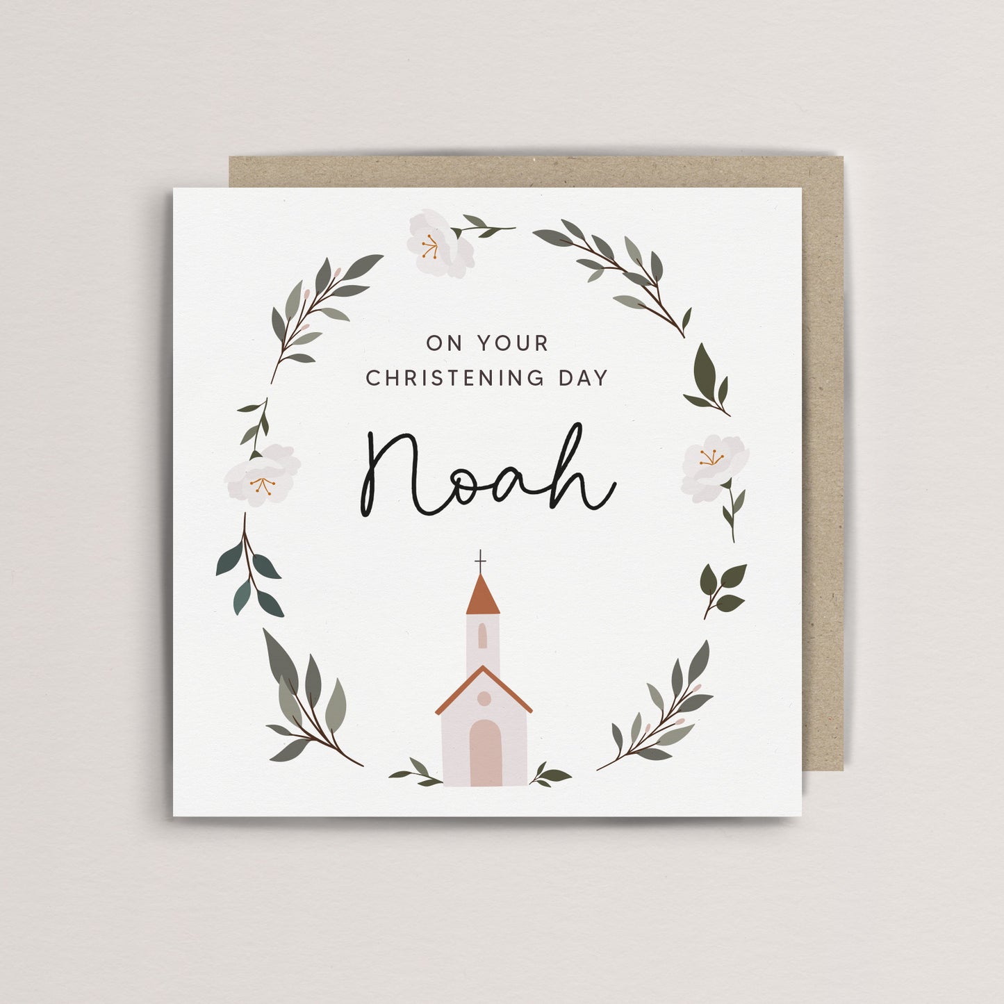 Personalised christening day name new baby card