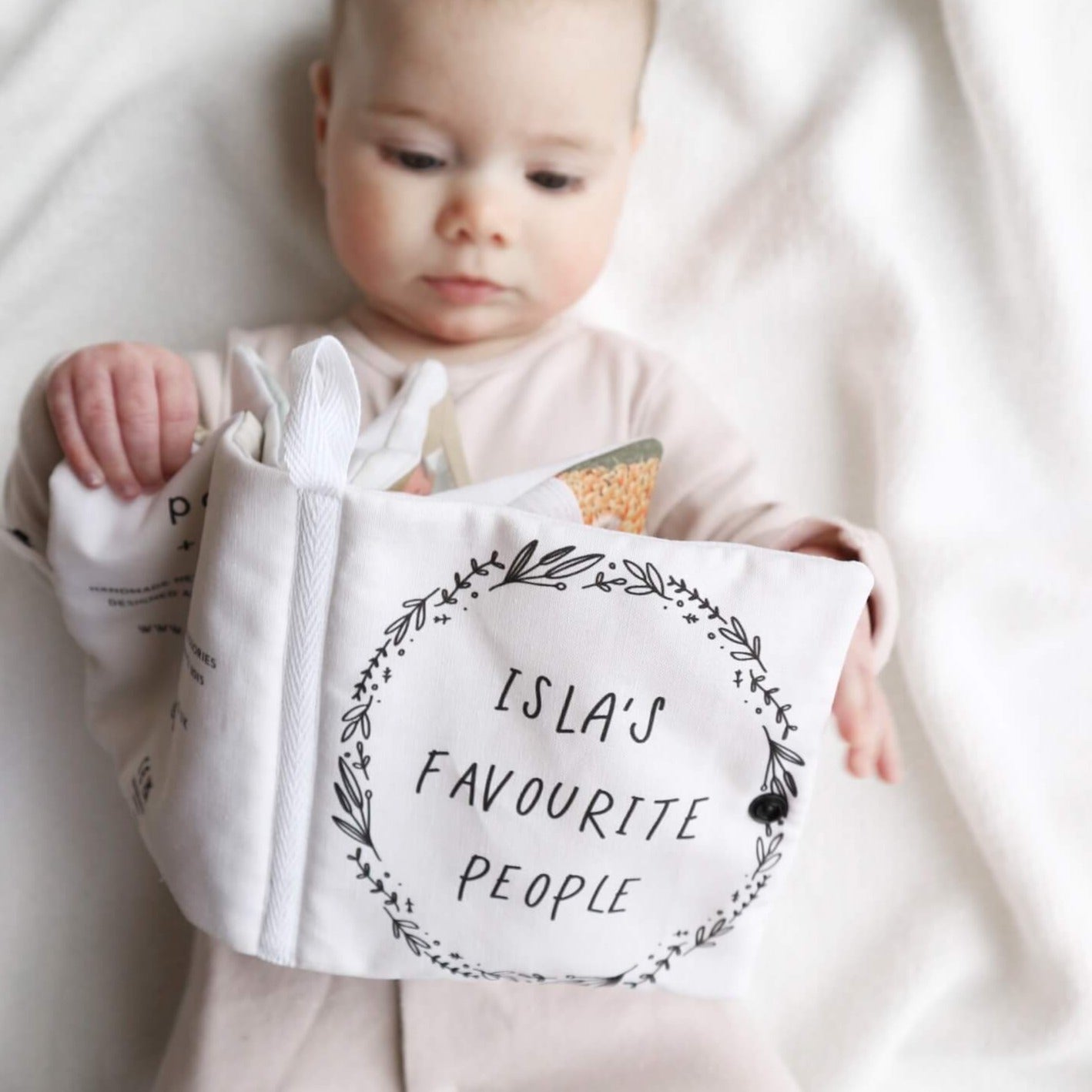 personalised photo baby soft book - paper and wool