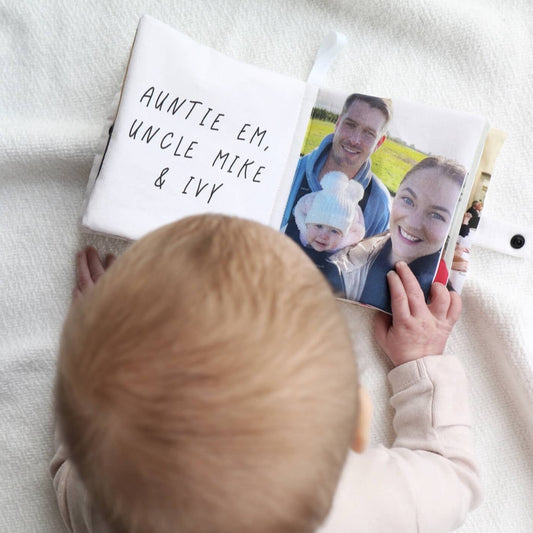 personalised photo baby soft book - paper and wool