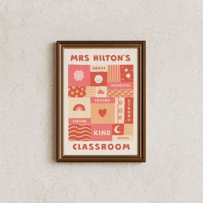 Personalised teacher classroom gift print