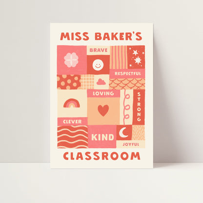 Personalised teacher classroom gift print